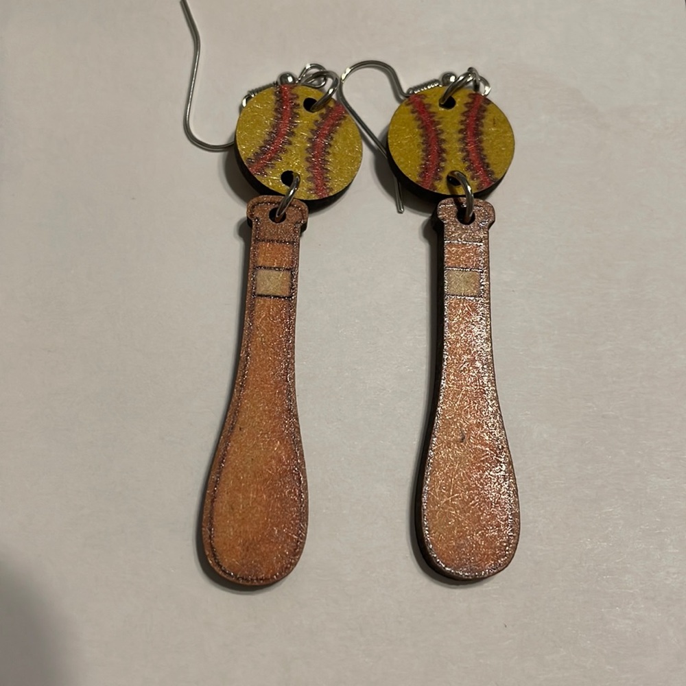 Softball bat earrings